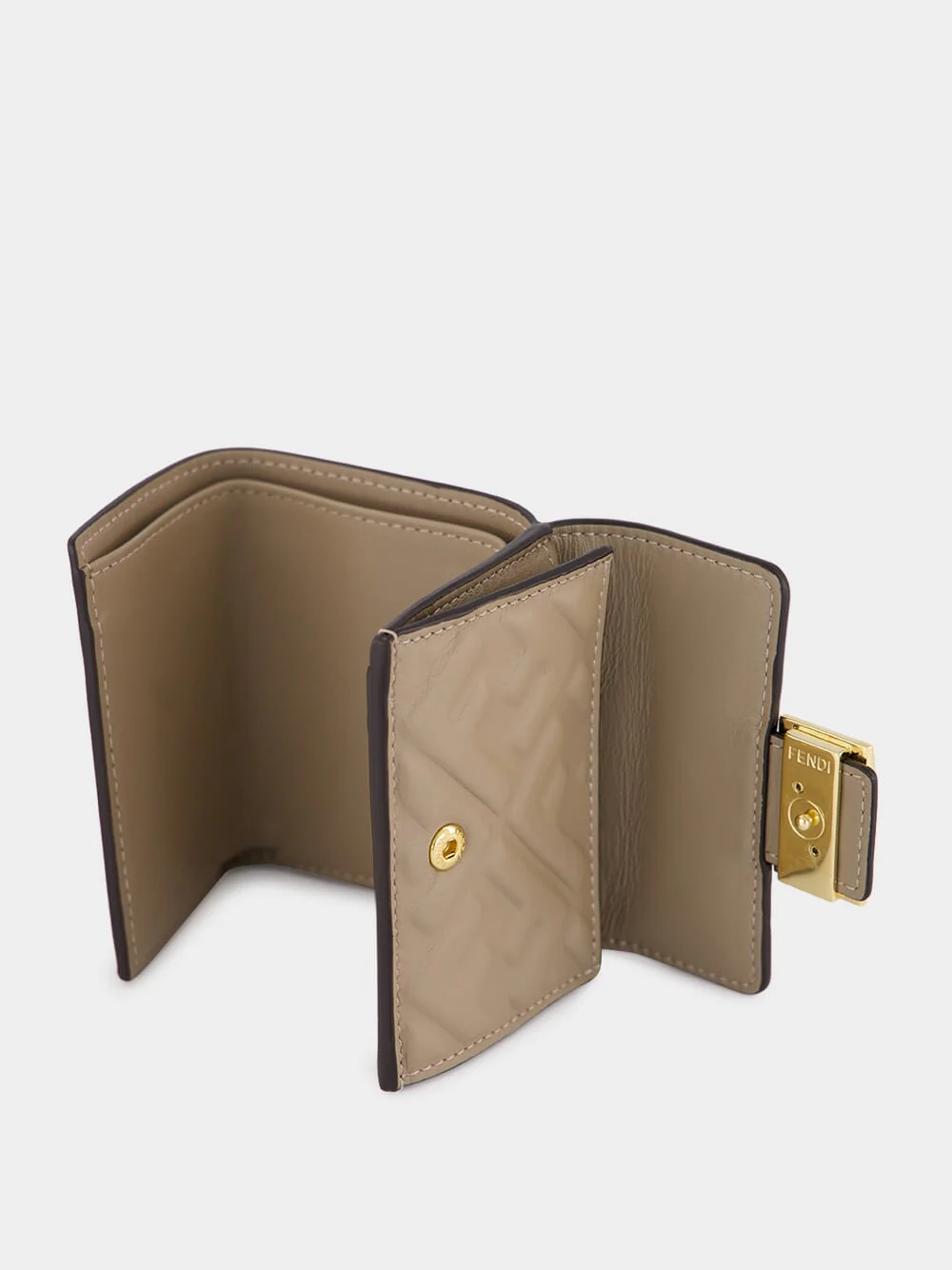 Dove Grey Nappa Leather Micro Trifold Wallet - Image 3