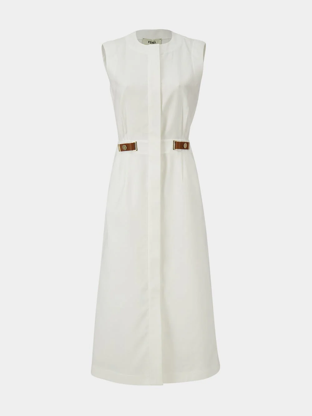 White Linen Sleeveless Midi Dress - Image 2