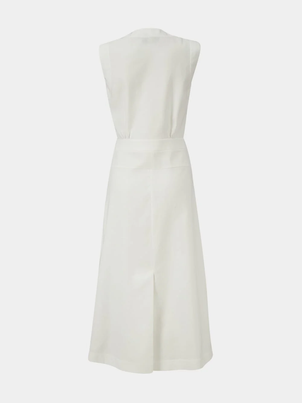 White Linen Sleeveless Midi Dress - Image 3