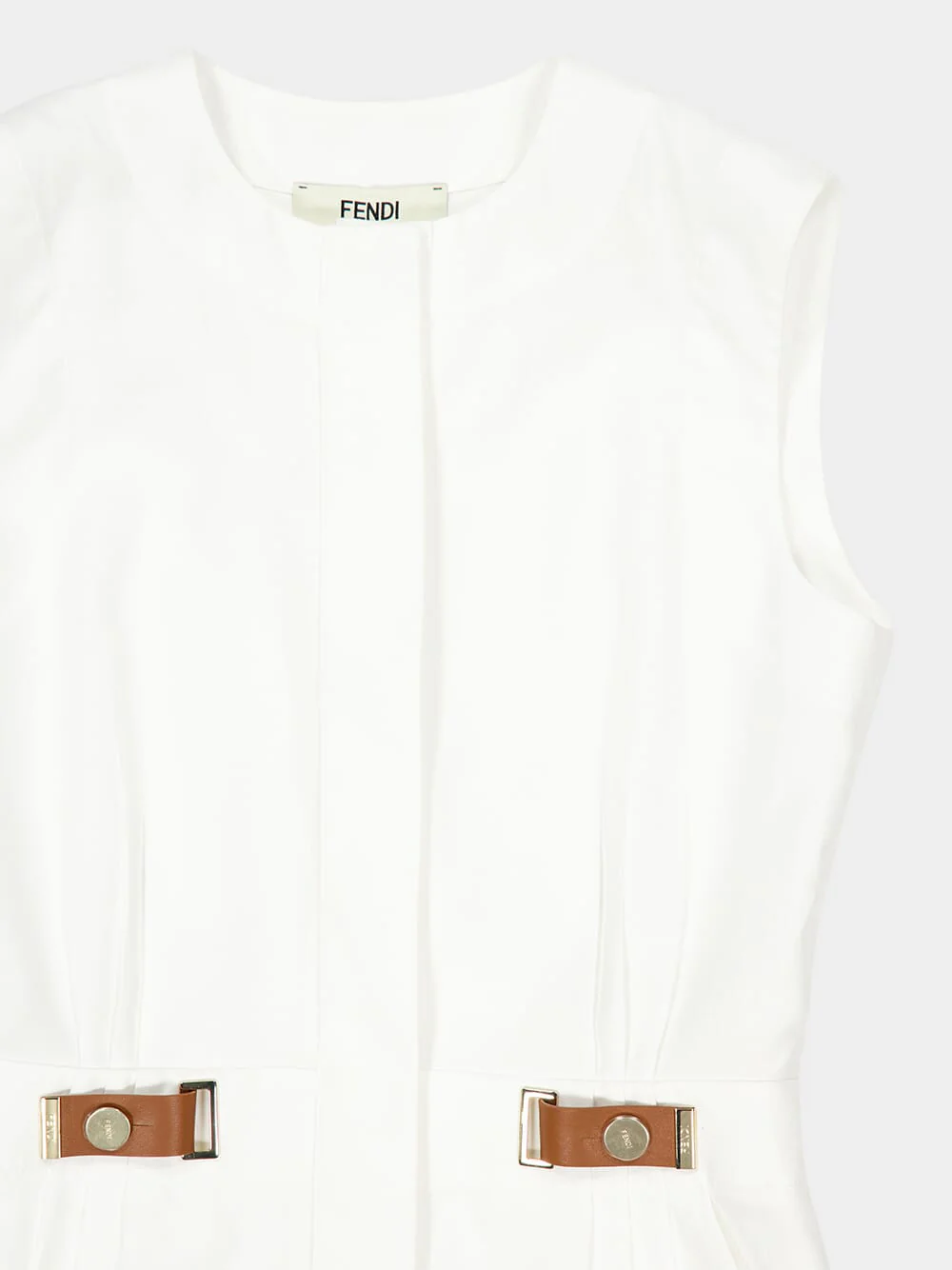 White Linen Sleeveless Midi Dress - Image 4