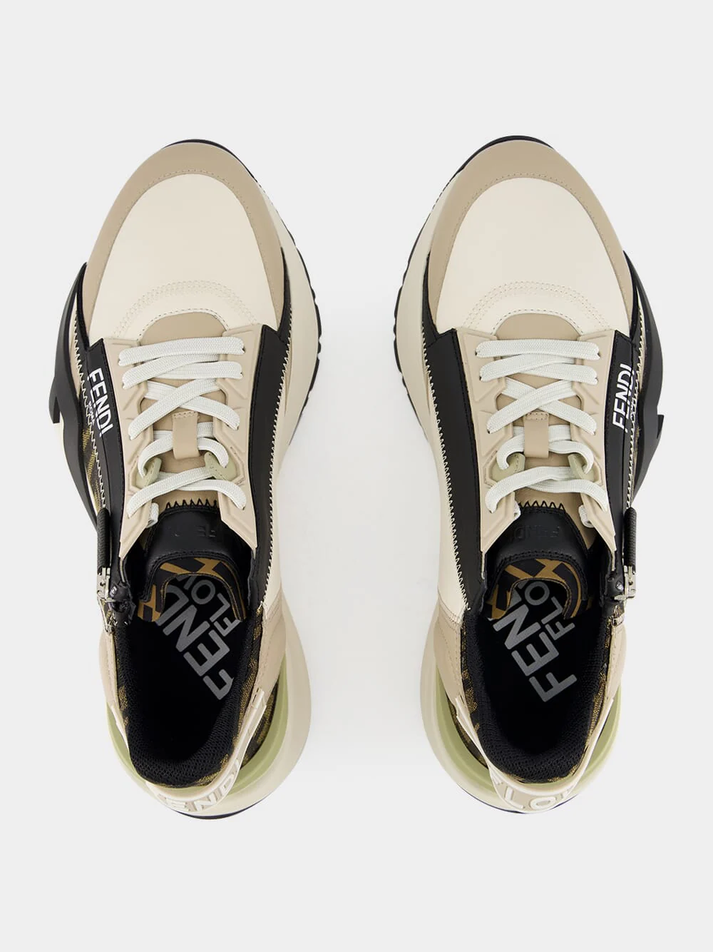Flow Sneakers in Beige and Brown FF Jacquard - Image 4