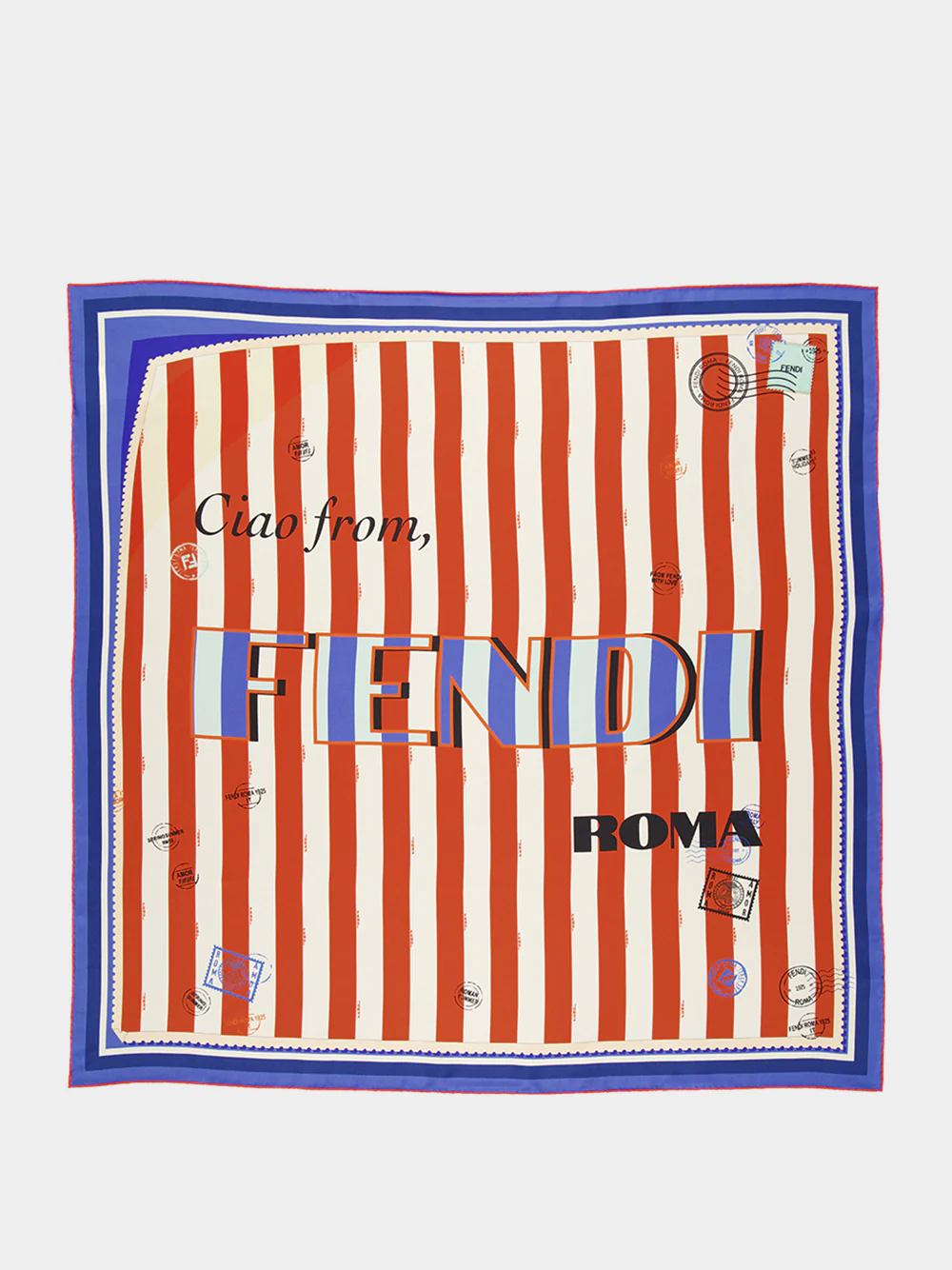 Red and Blue Striped Silk Foulard