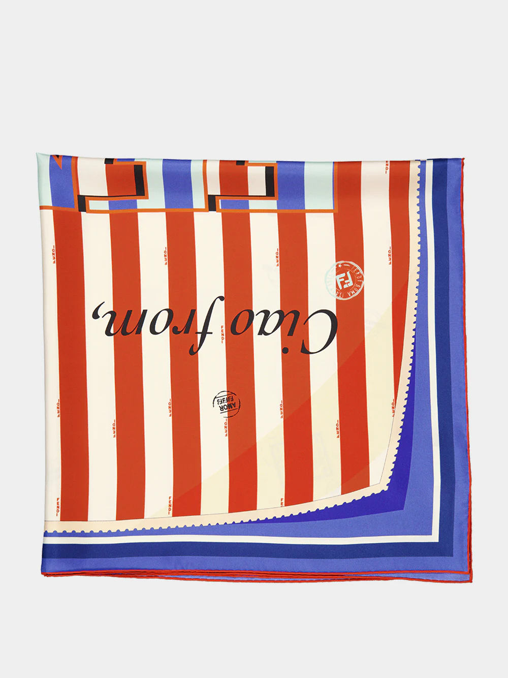 Red and Blue Striped Silk Foulard - Image 2