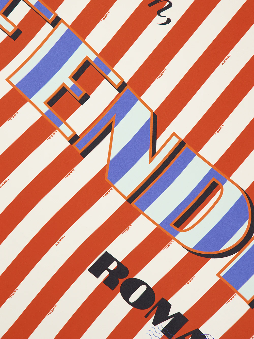 Red and Blue Striped Silk Foulard - Image 3