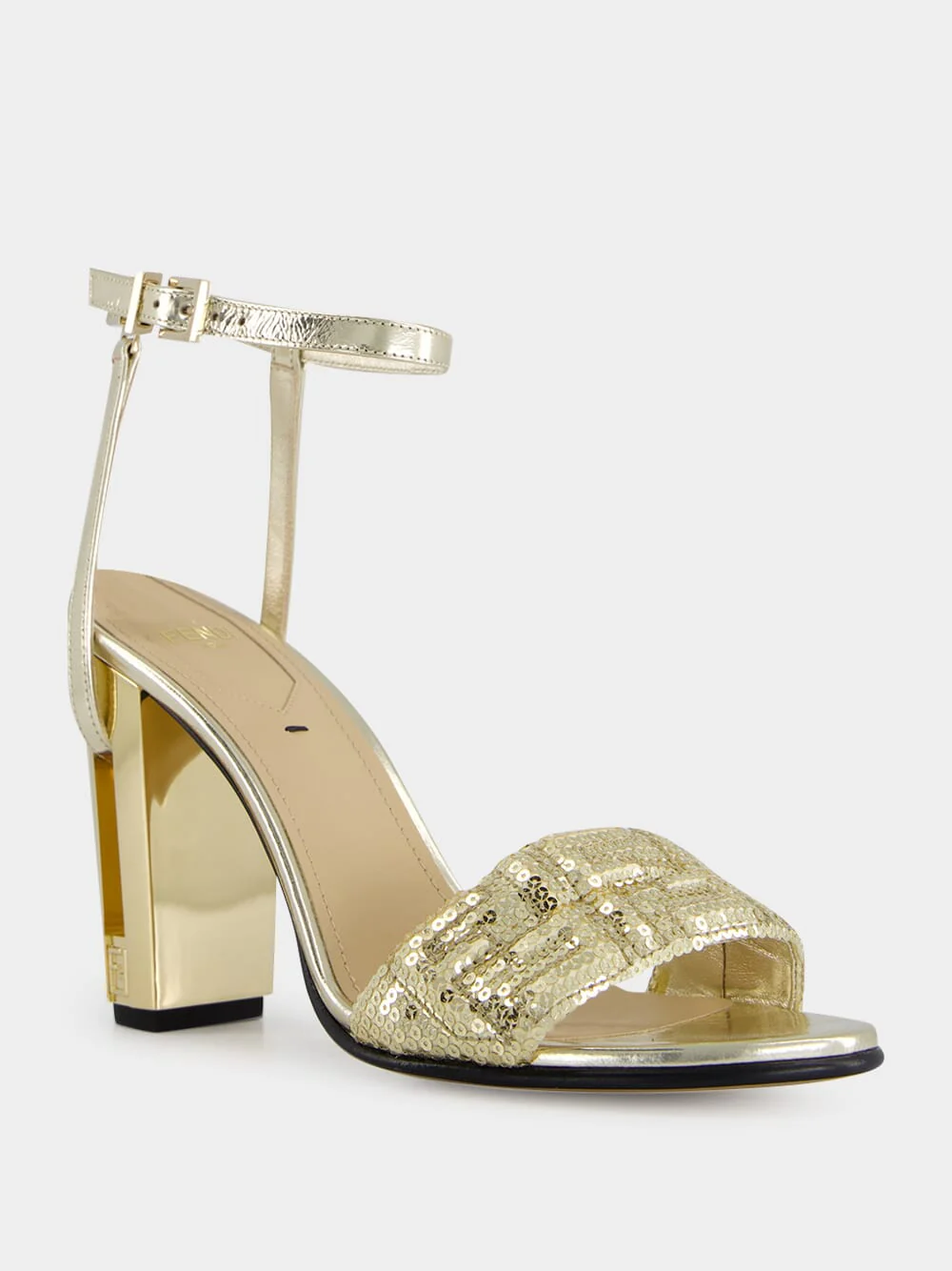 Gold Delfina FF Sequin Sandals - Image 2