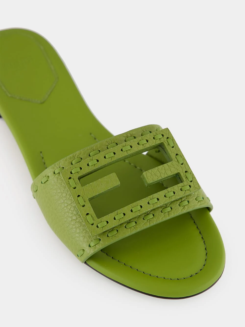 Green Baguette Leather Slides - Image 7