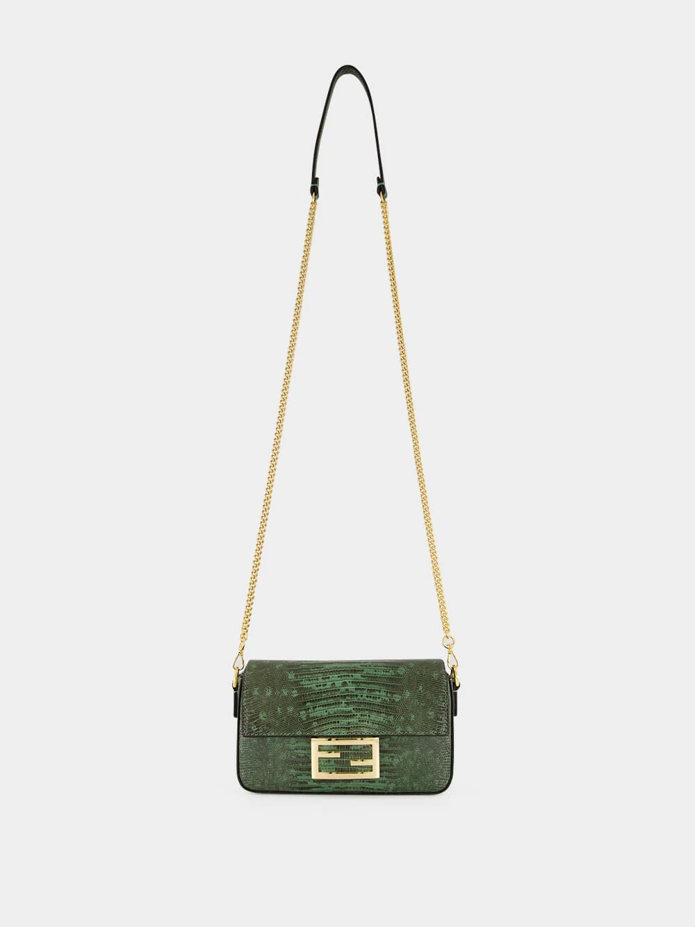 Green Lizard Leather Mini Baguette Bag - Image 2
