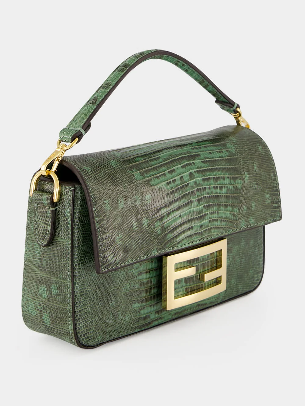 Green Lizard Leather Mini Baguette Bag - Image 3