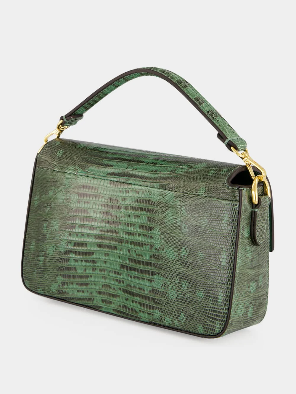 Green Lizard Leather Mini Baguette Bag - Image 5