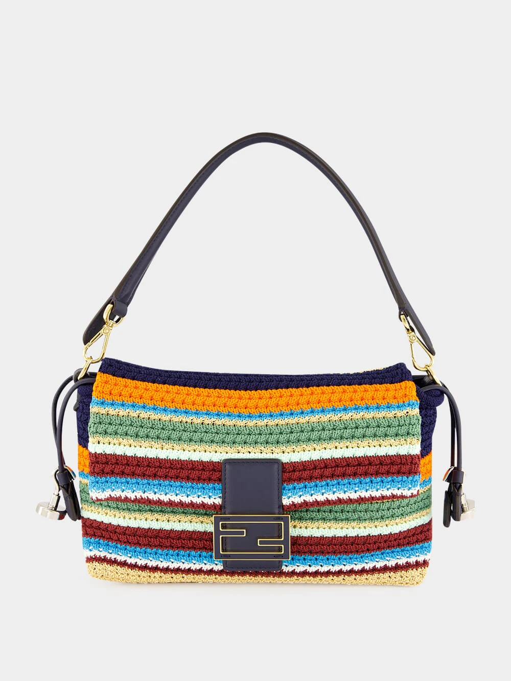 Multicolour Raffia Crochet Mamma Baguette Bag