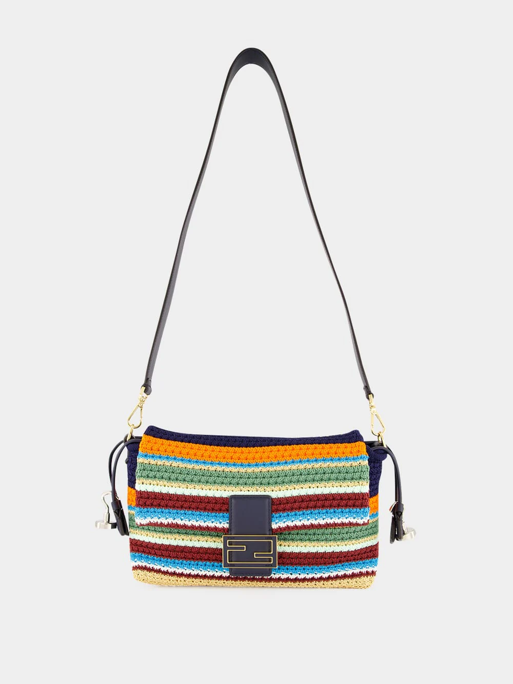 Multicolour Raffia Crochet Mamma Baguette Bag - Image 2