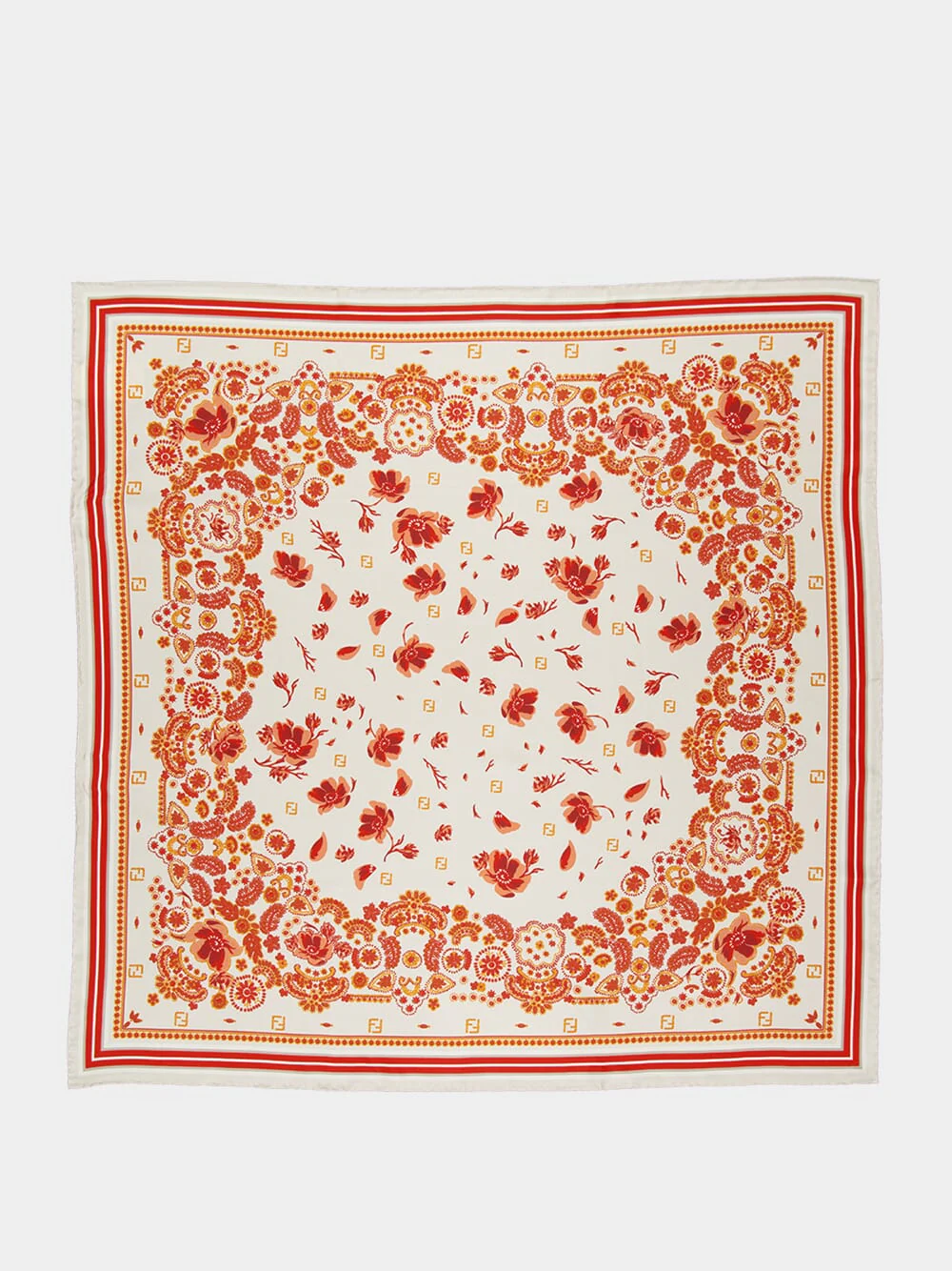 Ivory Silk Coral Bandana Foulard