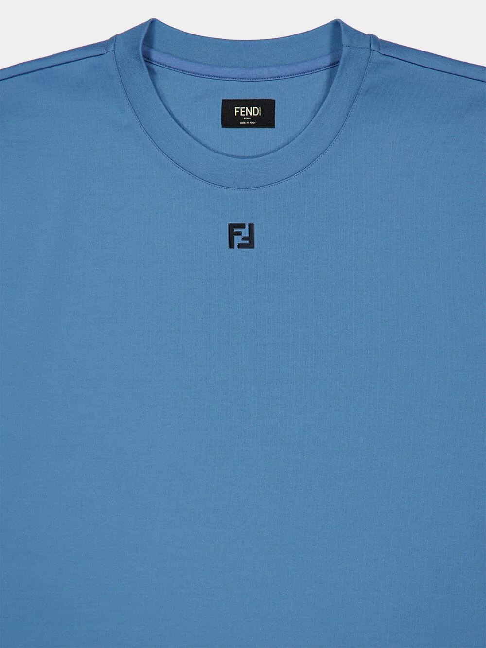 Light Blue Cotton T-Shirt with FF Detail - Image 3