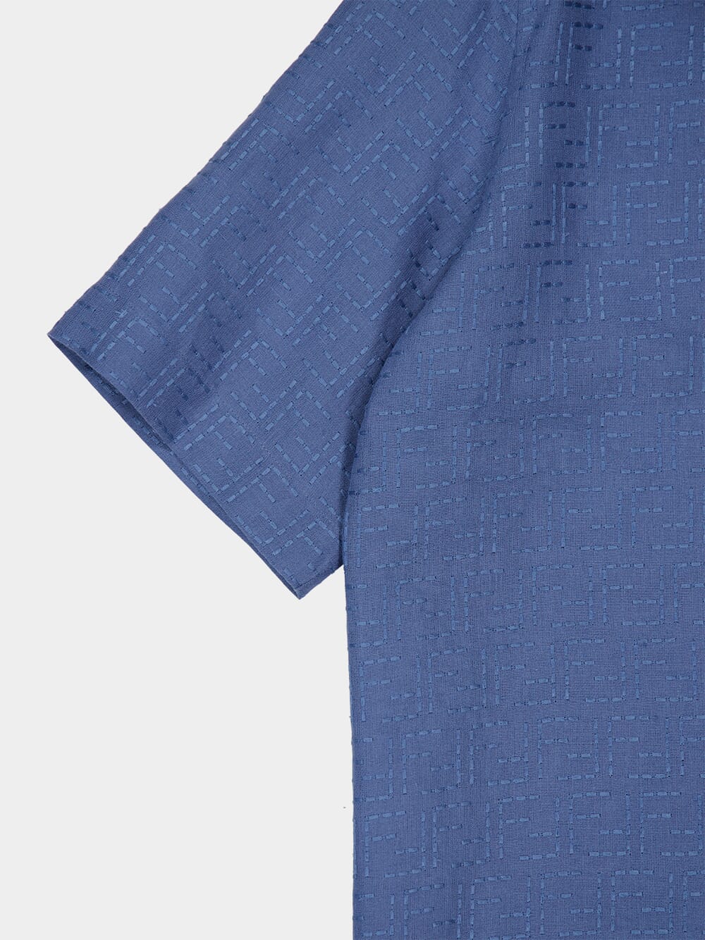 Light Blue FF Jacquard Linen Shirt - Image 4