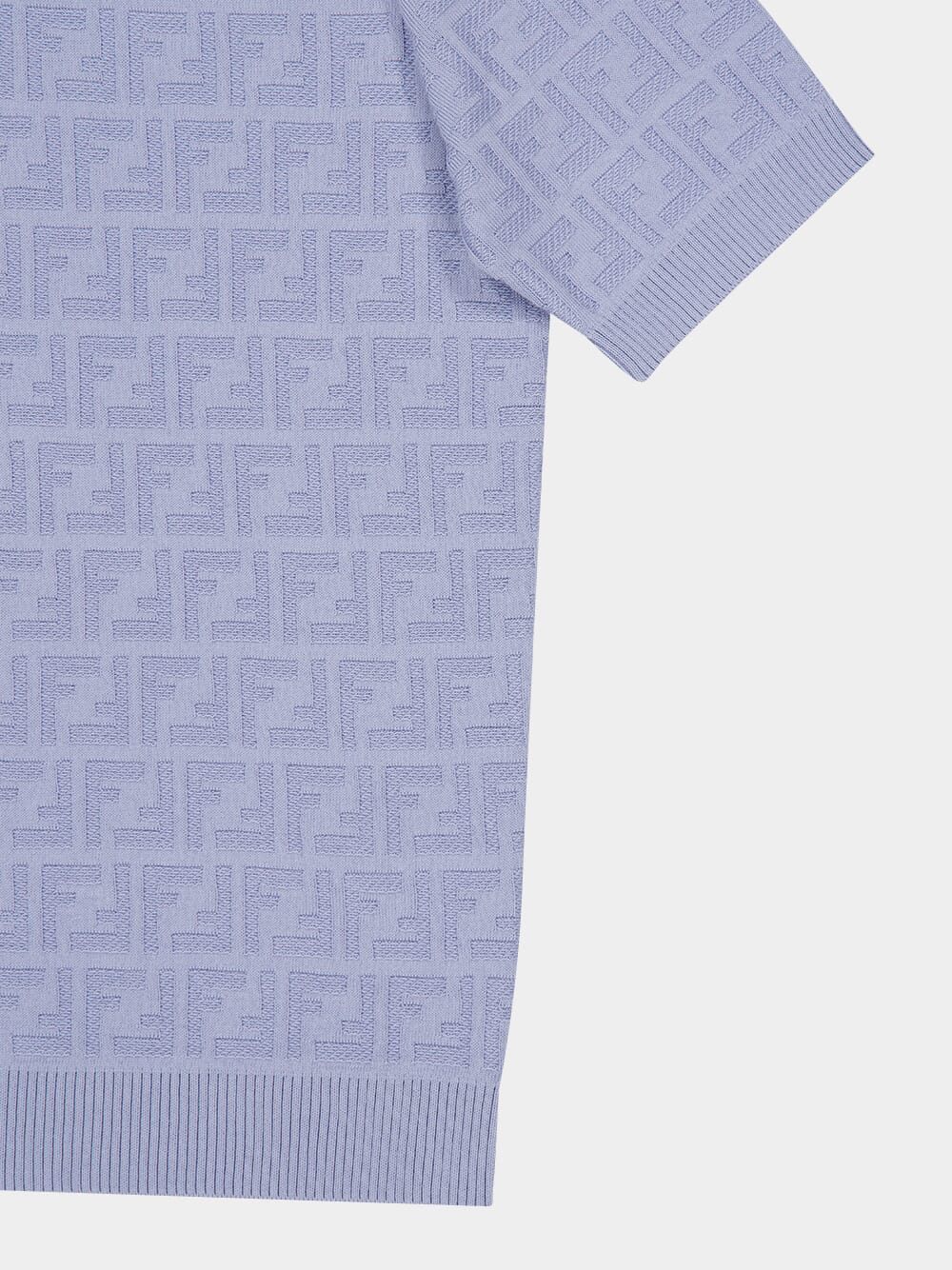 Light Blue FF Knit Cotton Polo Shirt - Image 4