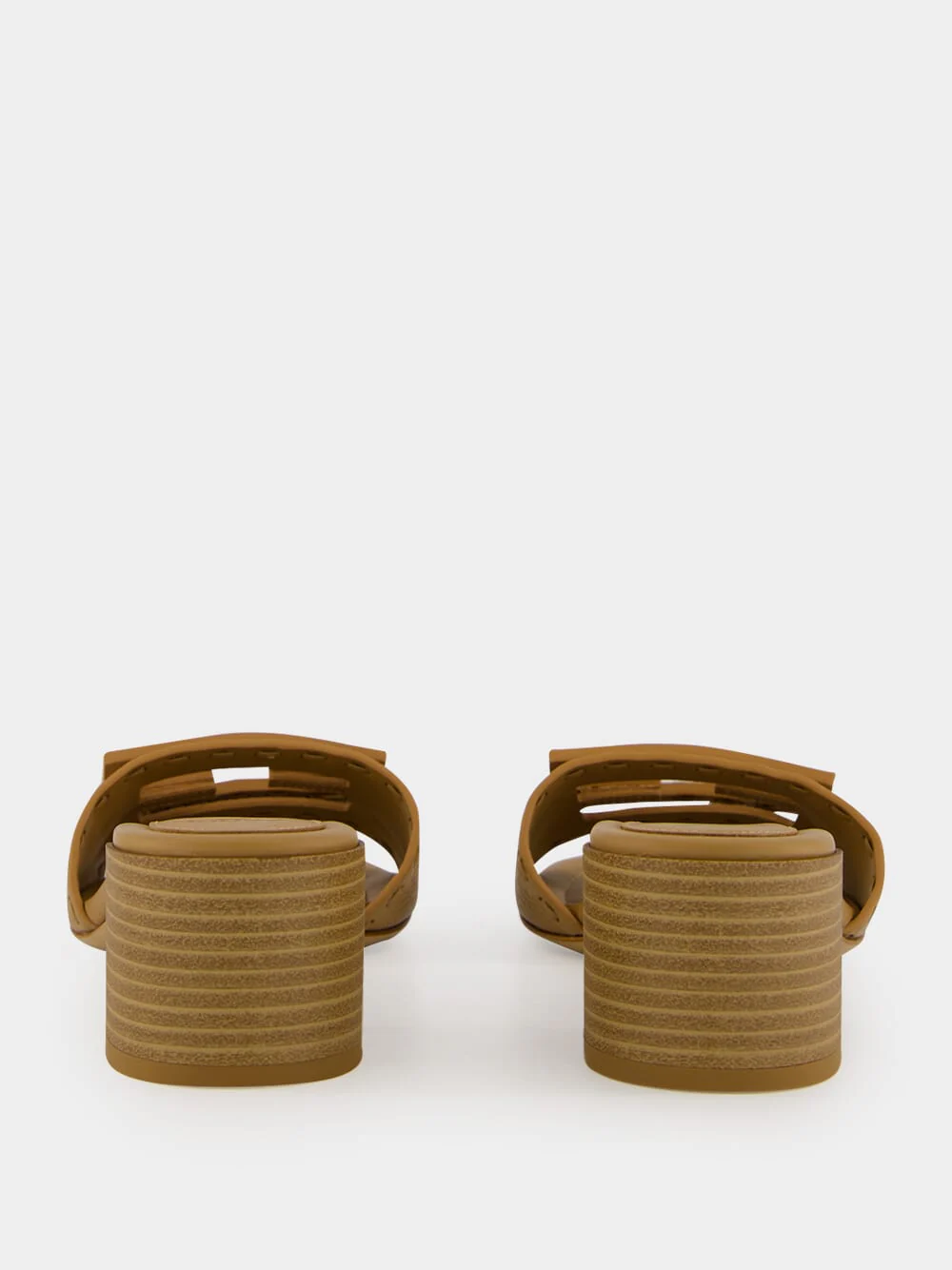 Light Brown Baguette Leather Heeled Slides - Image 5