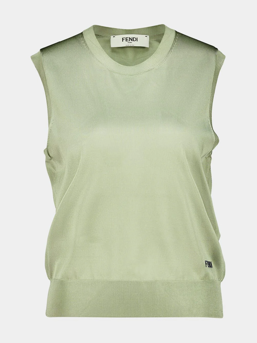Light Green Shiny Knit Viscose Pullover