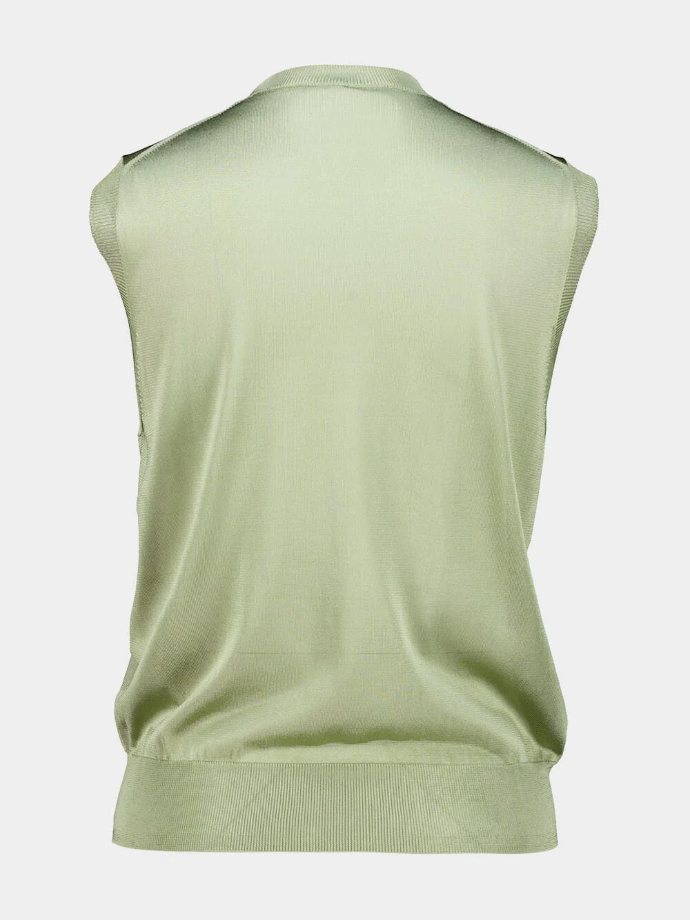 Light Green Shiny Knit Viscose Pullover - Image 2