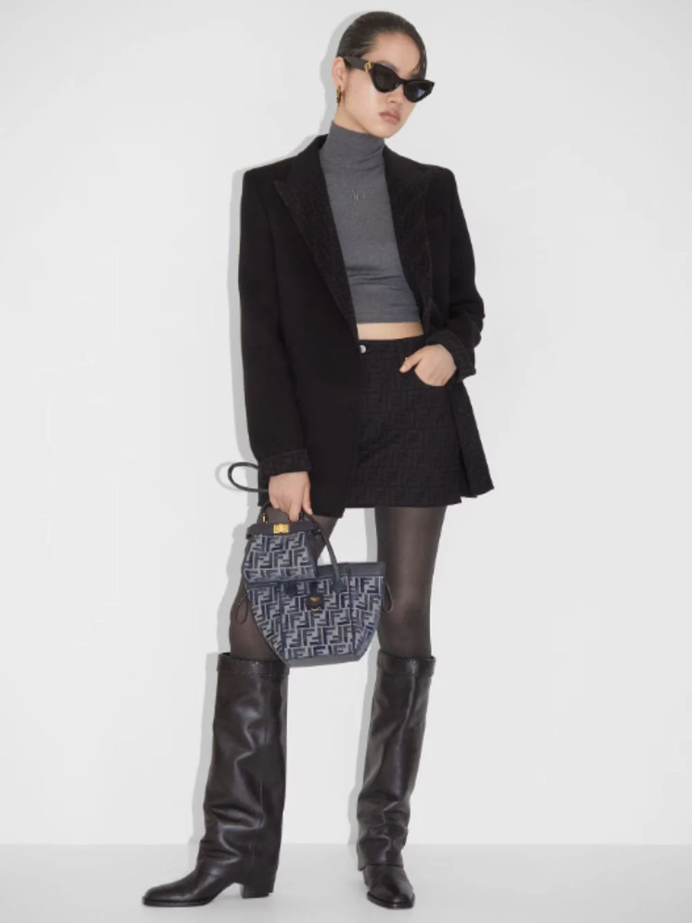 Minerva Black Leather Knee-High Boots - Image 2