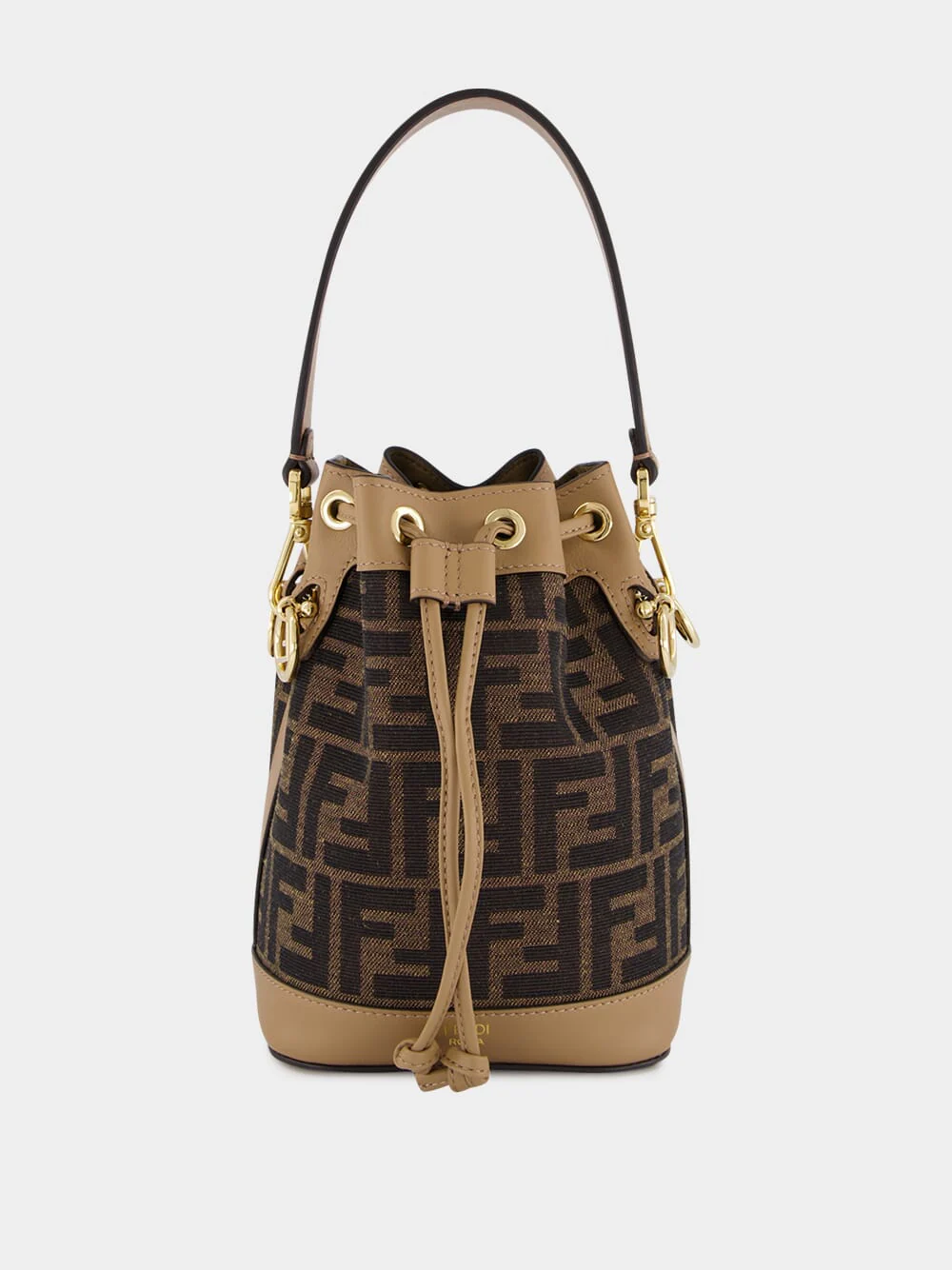 Mon Tresor Mini Bucket Bag in Brown FF Fabric