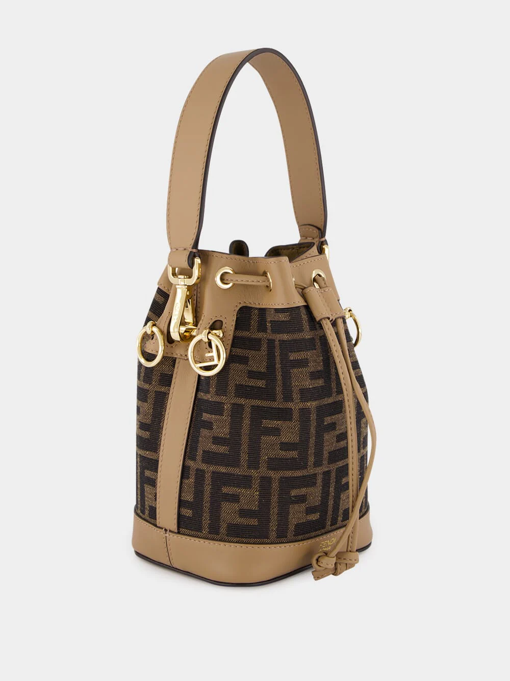 Mon Tresor Mini Bucket Bag in Brown FF Fabric - Image 3