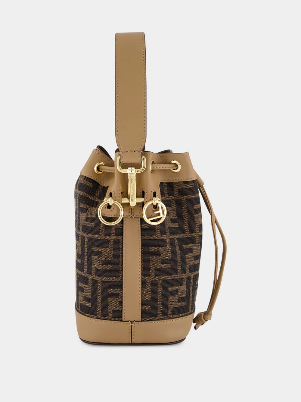 Mon Tresor Mini Bucket Bag in Brown FF Fabric - Image 4