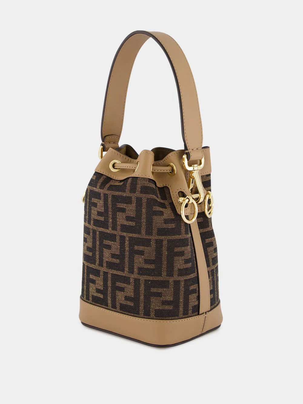 Mon Tresor Mini Bucket Bag in Brown FF Fabric - Image 5