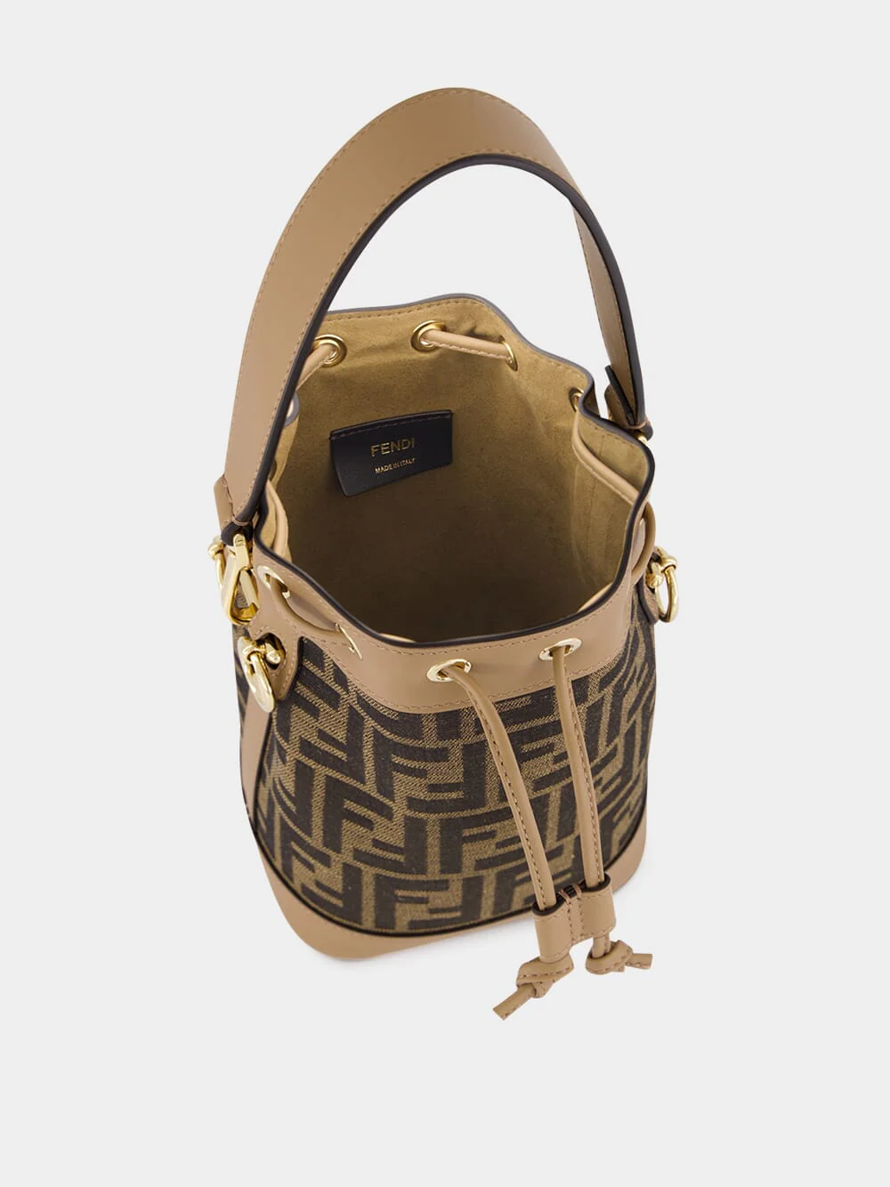 Mon Tresor Mini Bucket Bag in Brown FF Fabric - Image 6