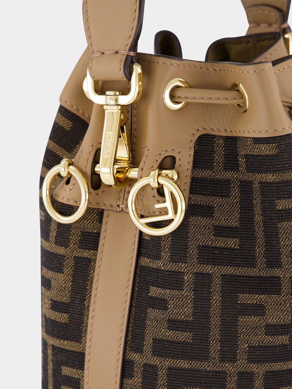 Mon Tresor Mini Bucket Bag in Brown FF Fabric - Image 7