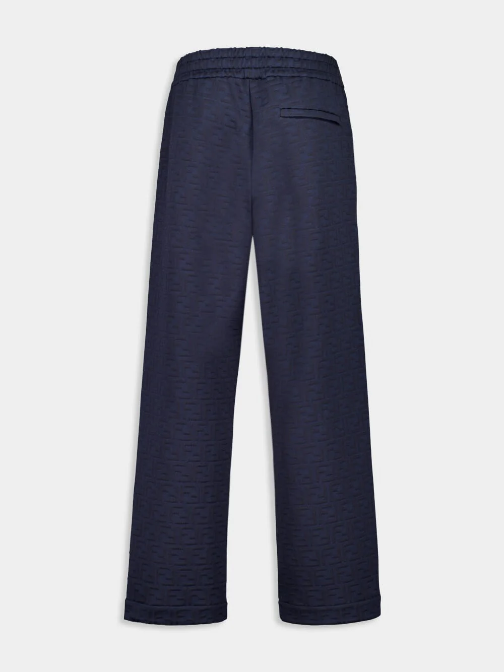 Navy Blue Casual Fit FF Allover Cotton Trousers - Image 2