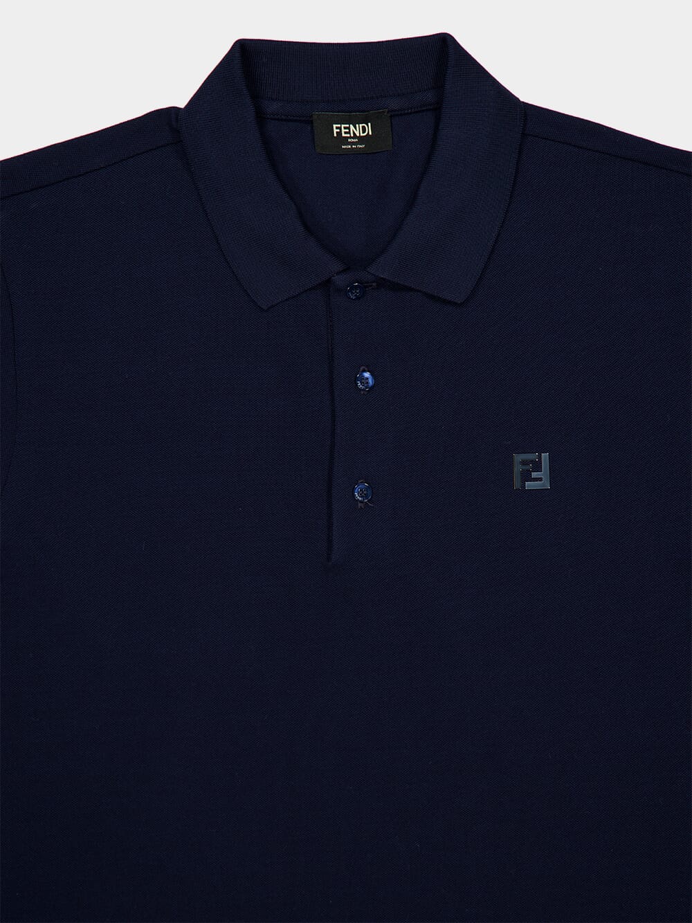 Navy Blue Cotton Piqué Polo Shirt - Image 3