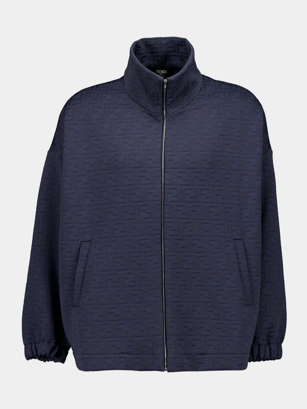 Navy Blue Monogram Zip-Up Sweatshirt