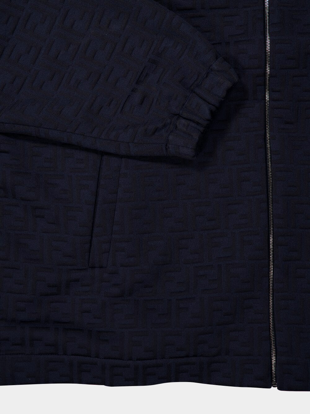 Navy Blue Monogram Zip-Up Sweatshirt - Image 8