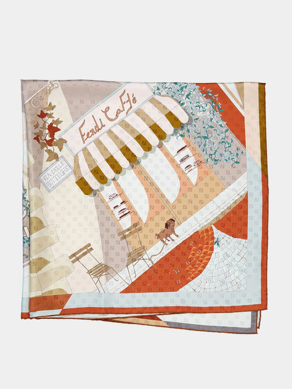 Orange Walking Around Rome Silk Foulard - Image 3