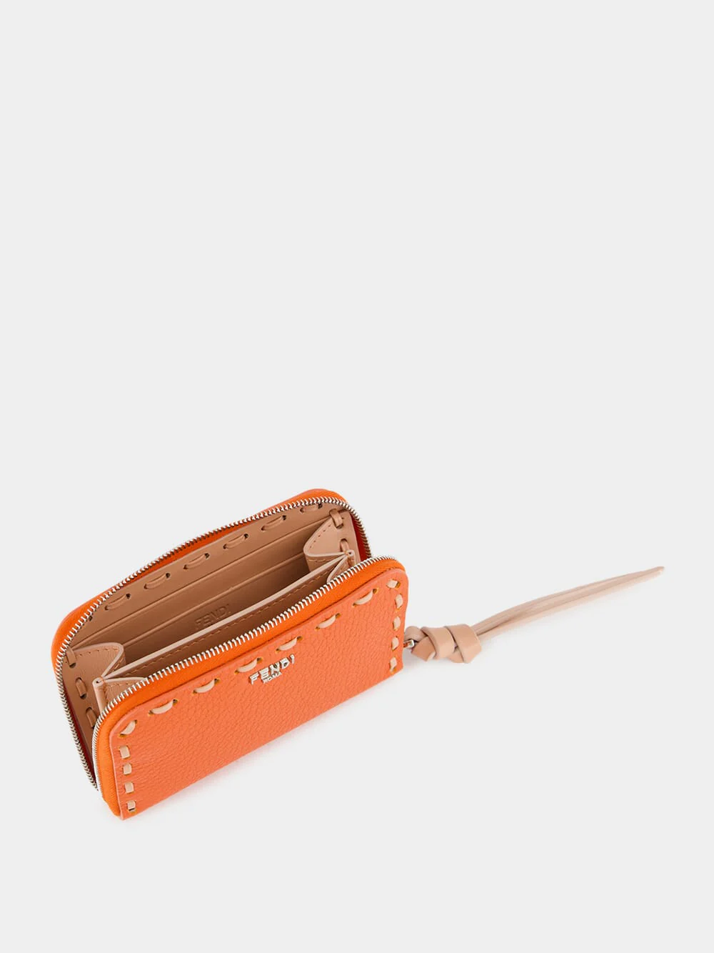 Orange Zip Around Peekaboo Mini Selleria Wallet - Image 3
