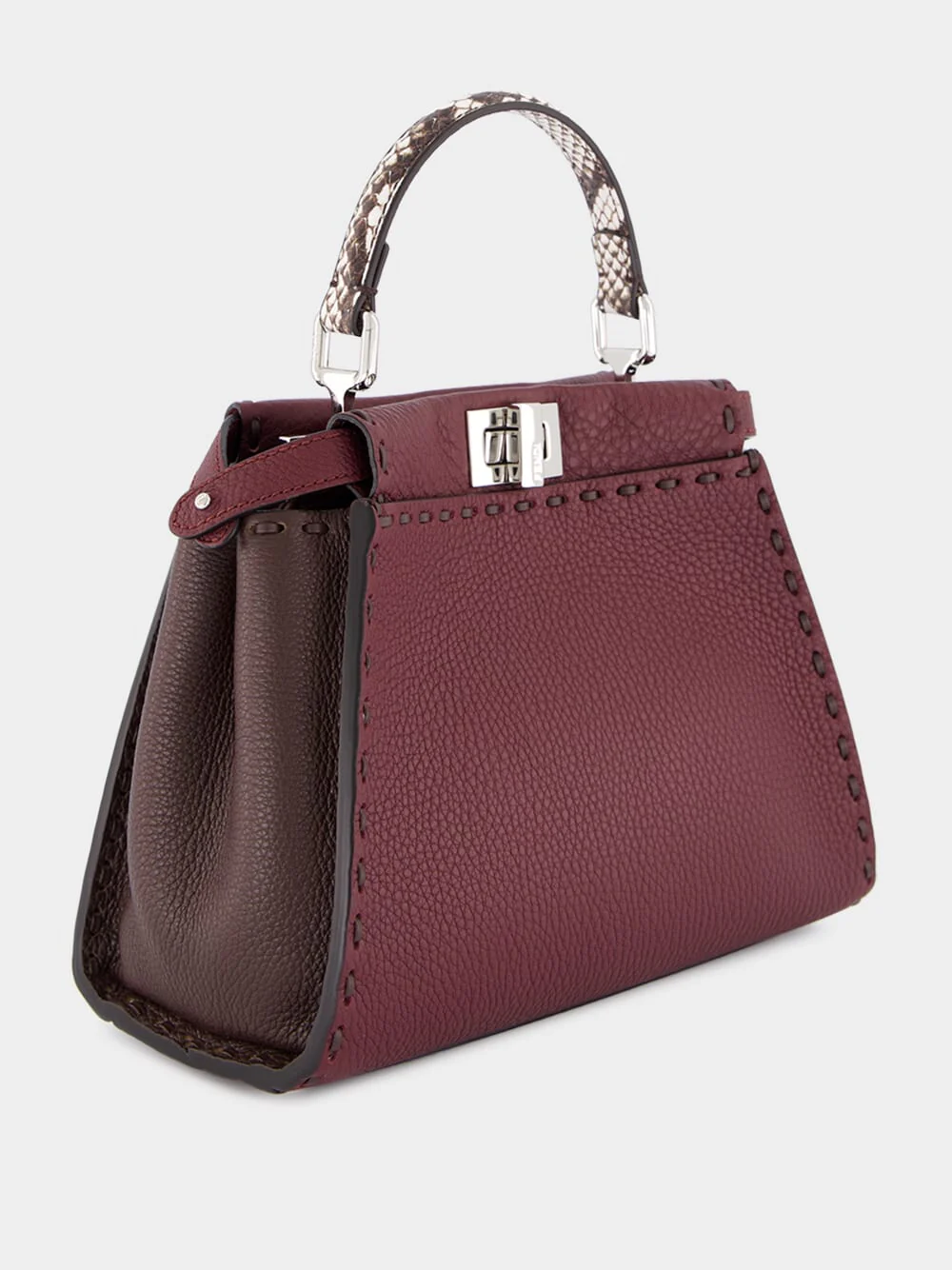 Peekaboo Mini Selleria Bag Burgundy and Brown - Image 3