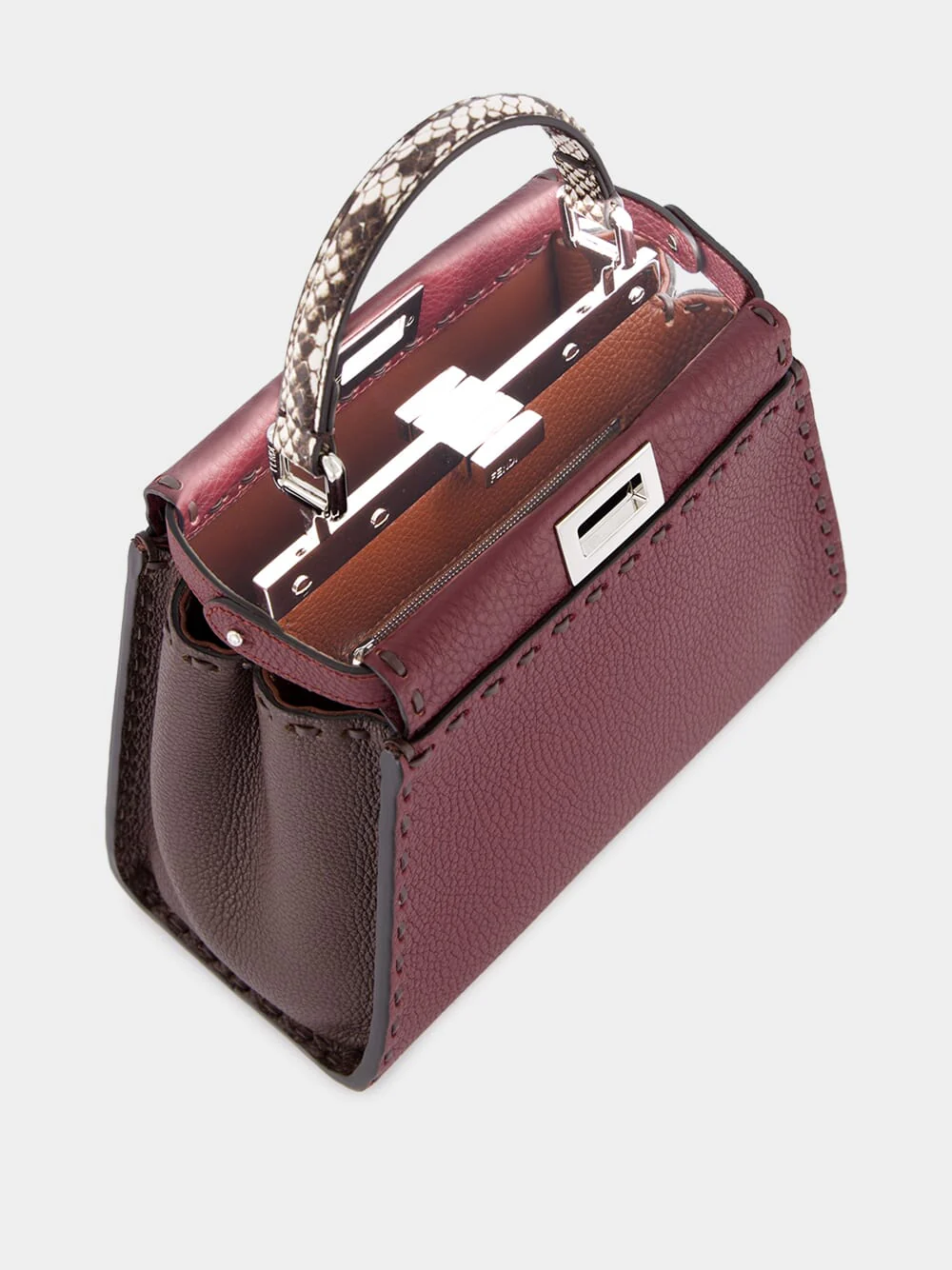 Peekaboo Mini Selleria Bag Burgundy and Brown - Image 5