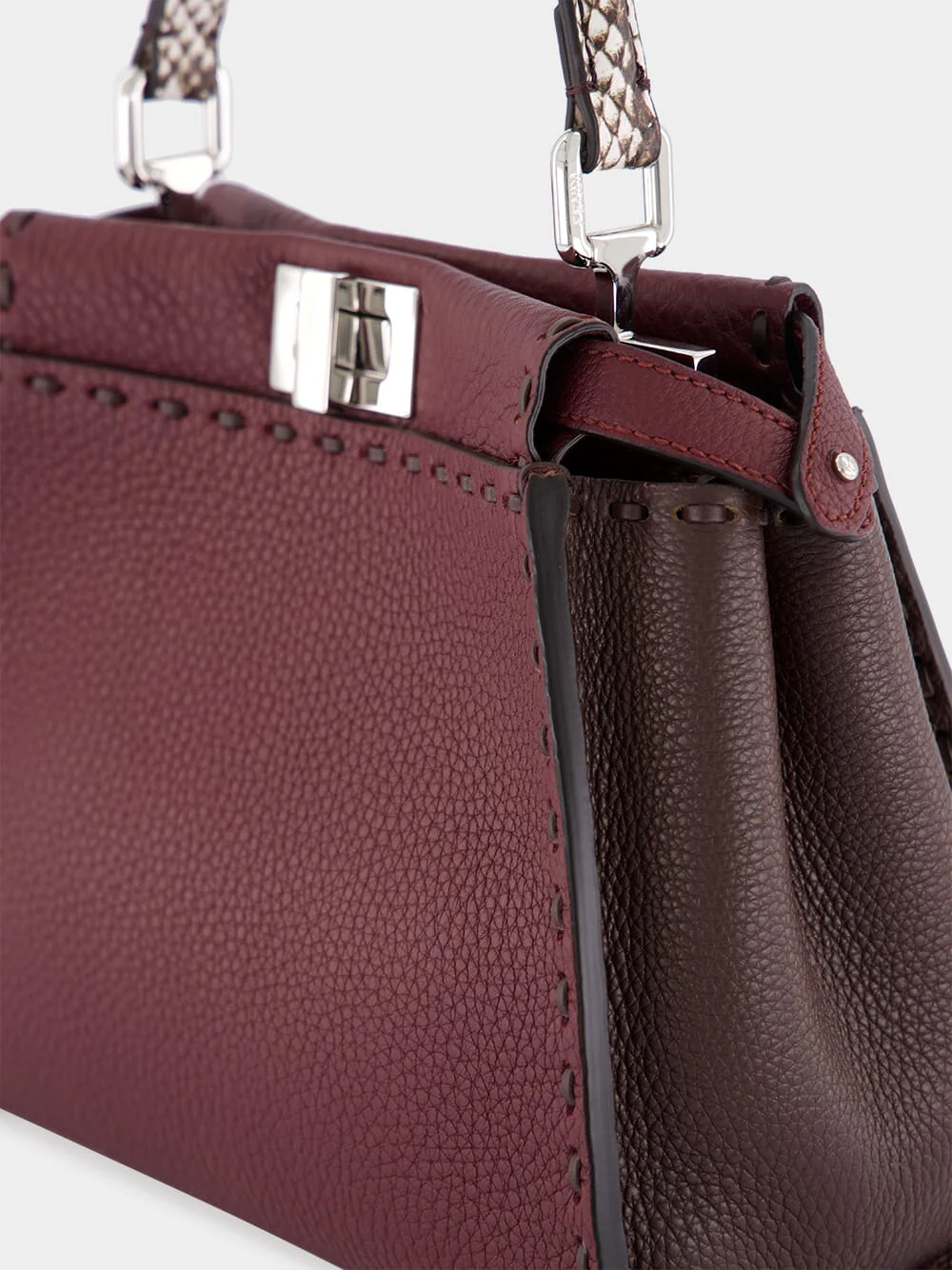 Peekaboo Mini Selleria Bag Burgundy and Brown - Image 6