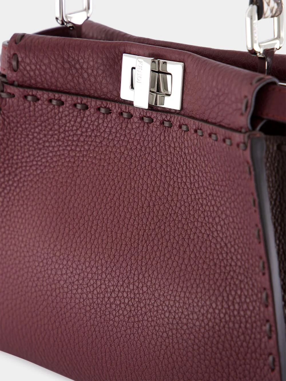 Peekaboo Mini Selleria Bag Burgundy and Brown - Image 7