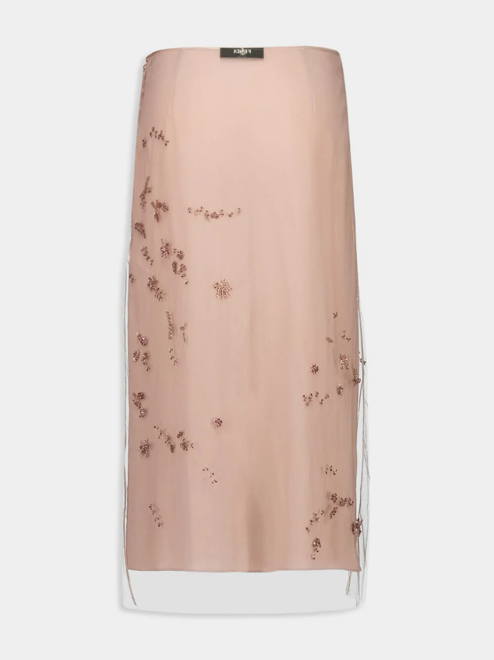 Pink Embroidered Tulle Skirt - Image 2