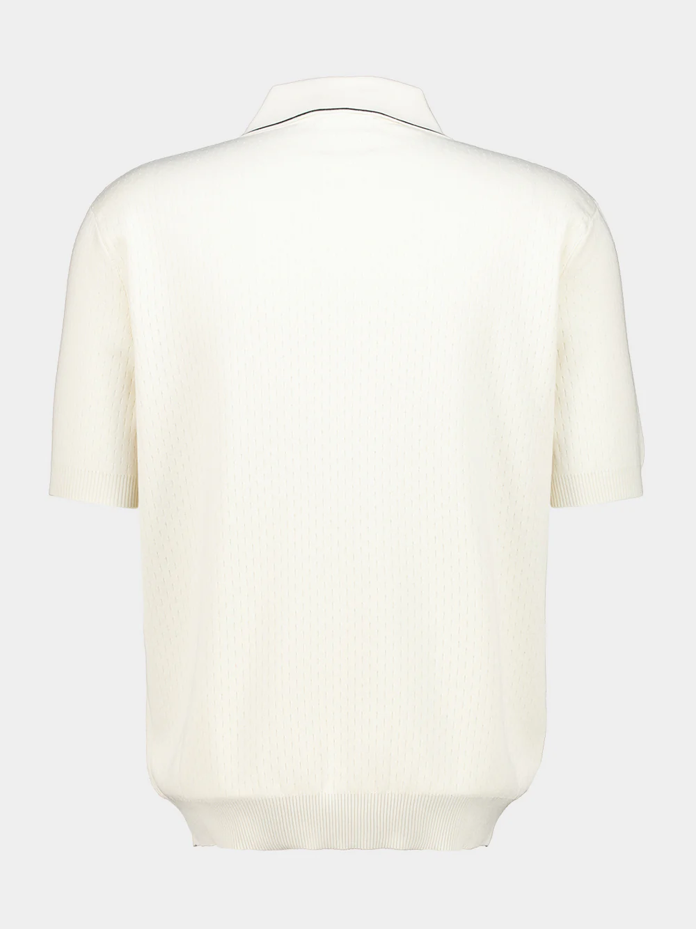 White Silk and Cotton Zip Polo Shirt - Image 3