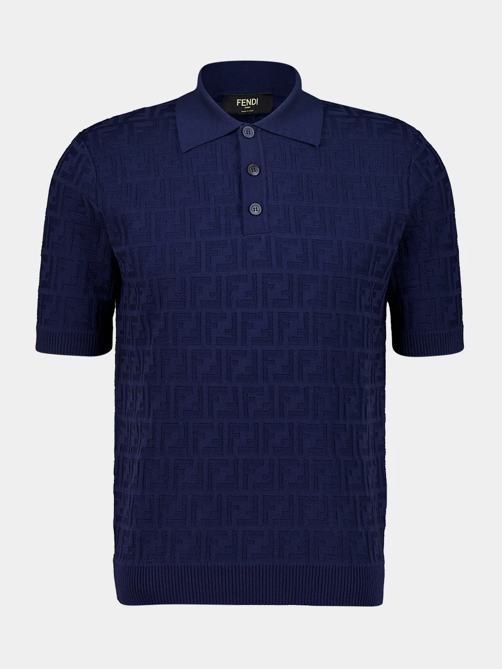 Dark Blue Cotton FF Knit Polo Shirt