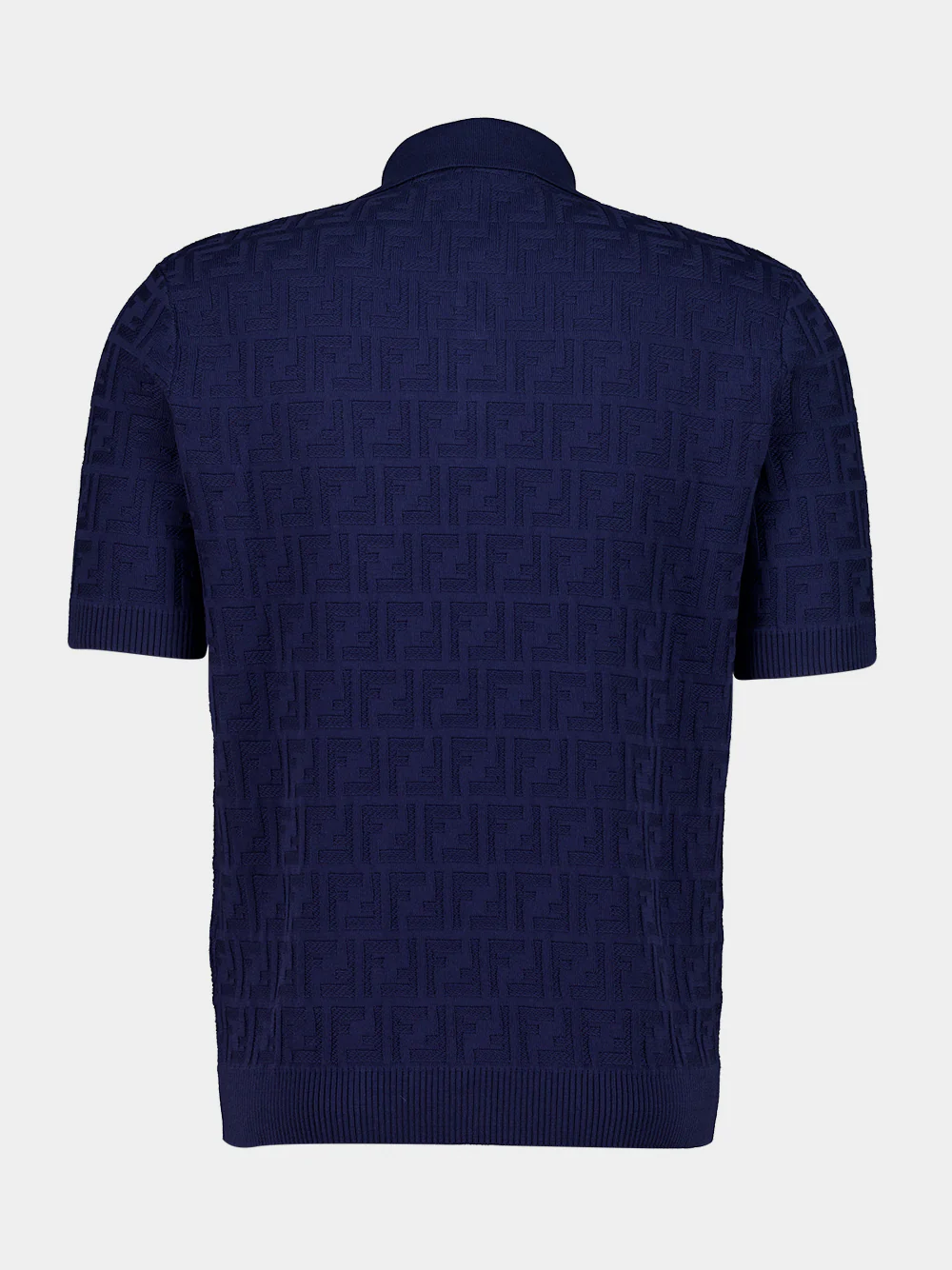 Dark Blue Cotton FF Knit Polo Shirt - Image 2