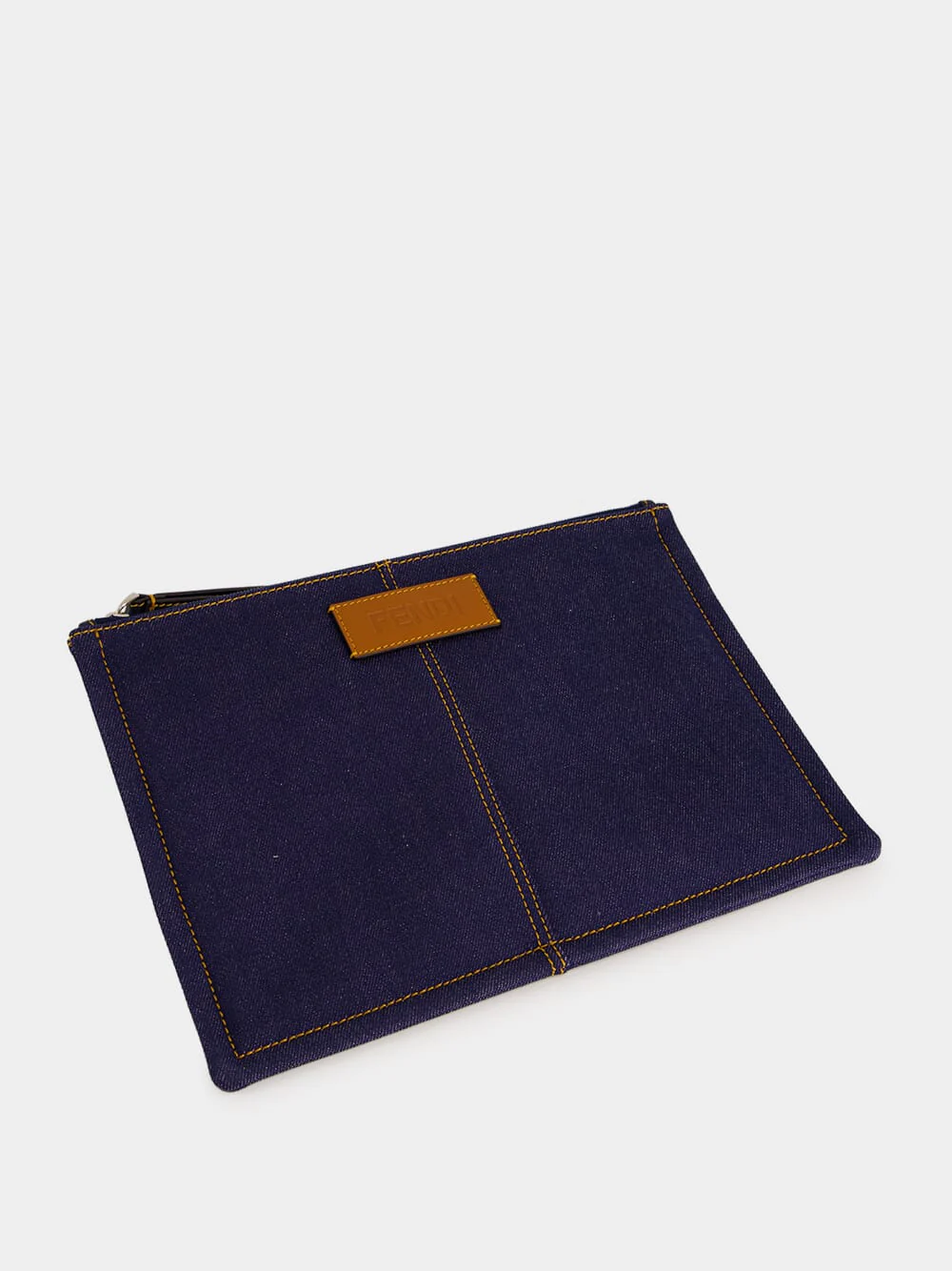 Dark Blue Denim FF Medium Flat Pouch - Image 3