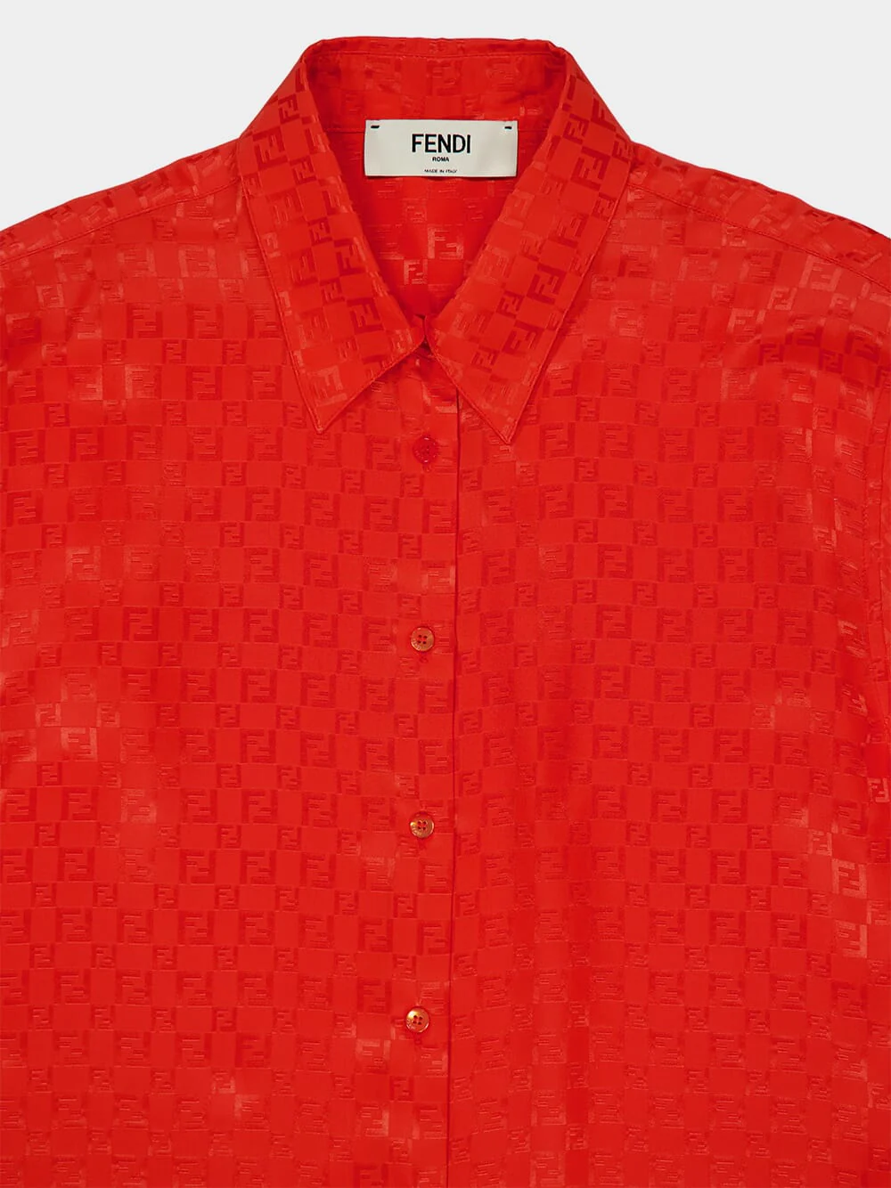 Red Silk FF Jacquard Long-Sleeve Shirt - Image 3