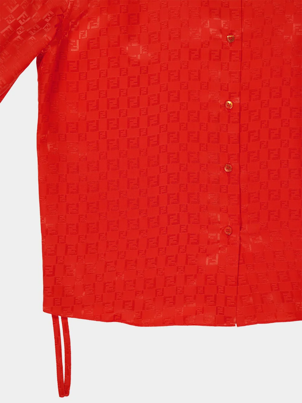 Red Silk FF Jacquard Long-Sleeve Shirt - Image 4