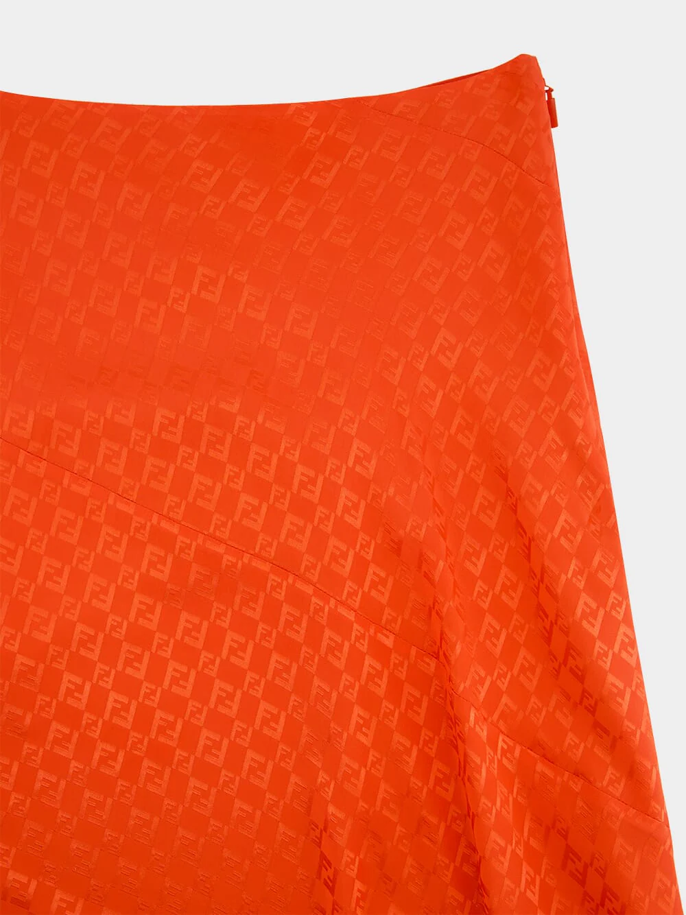 Red Silk FF Jacquard Midi Skirt - Image 3