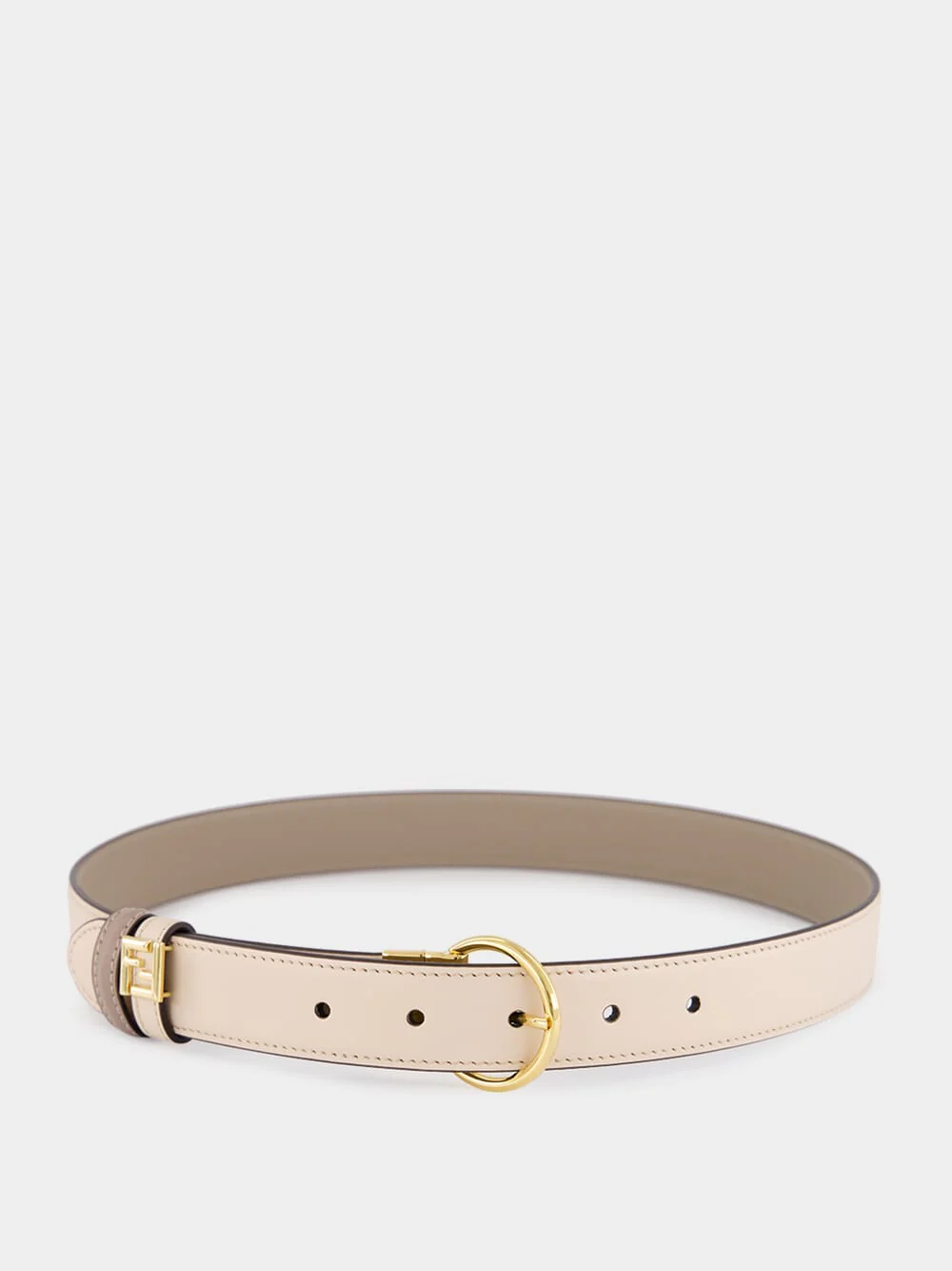 Reversible Dove Grey and Pink FF Leather Belt