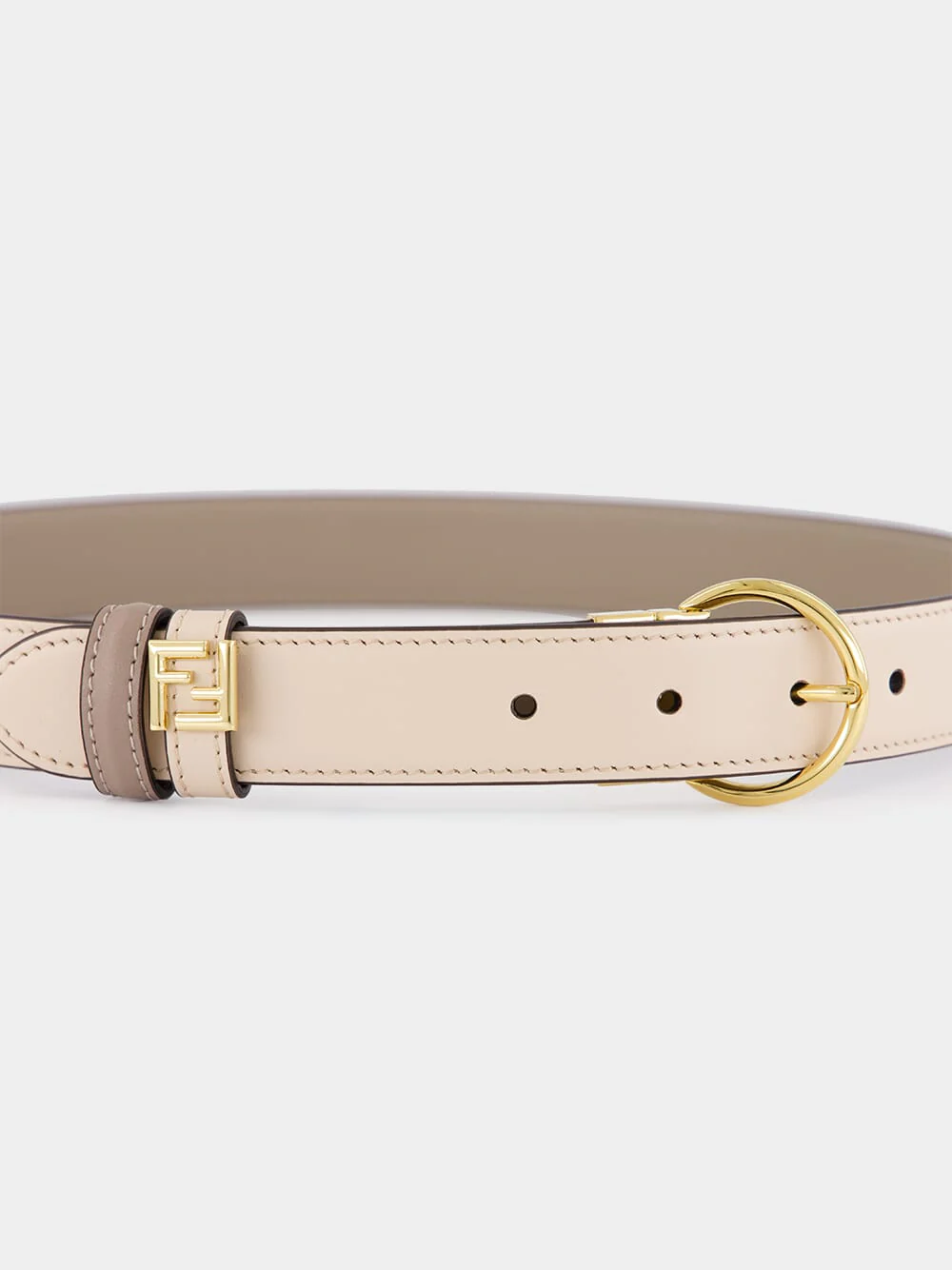 Reversible Dove Grey and Pink FF Leather Belt - Image 4