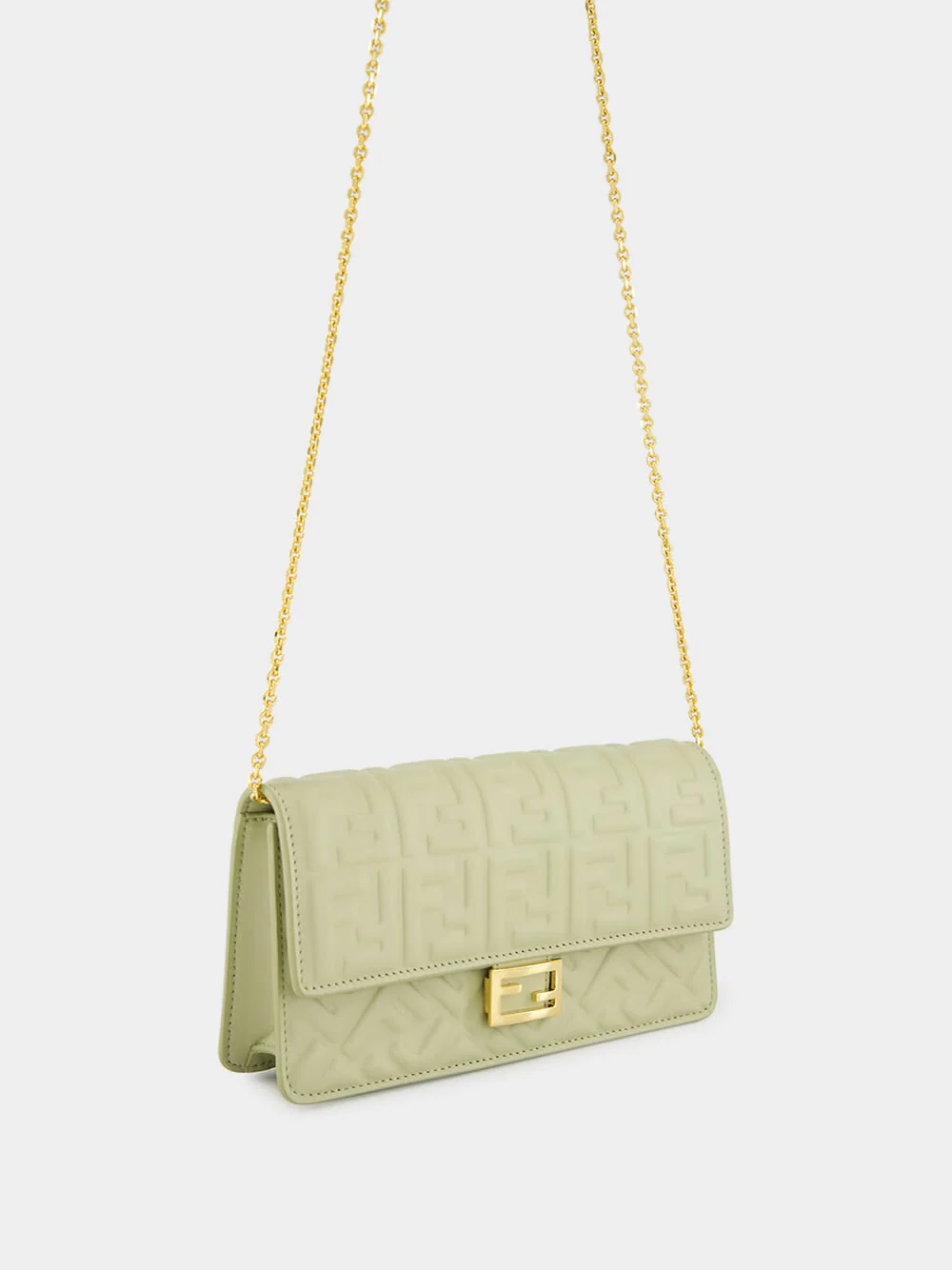 Sage Green Nappa Leather with FF Motif Baguette - Image 3
